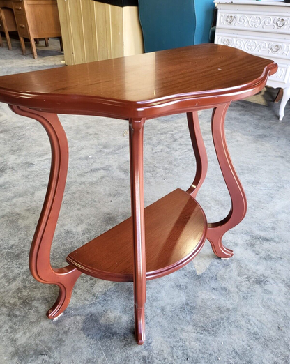 Antique Repro French Serpentine 2 Tier Console Hall End Lamp Table Tall