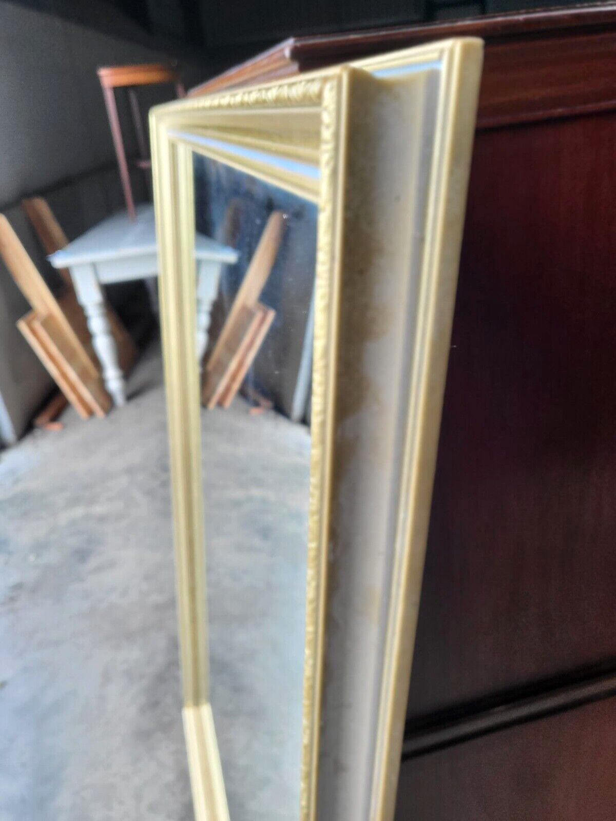 Antique Repro Large Gold Blue Rectangular Wall Mirror