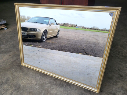 Antique Repro Large Gold Blue Rectangular Wall Mirror