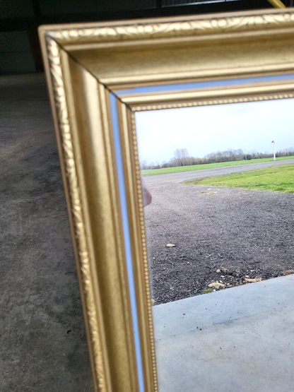 Antique Repro Large Gold Blue Rectangular Wall Mirror