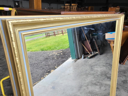 Antique Repro Large Gold Blue Rectangular Wall Mirror