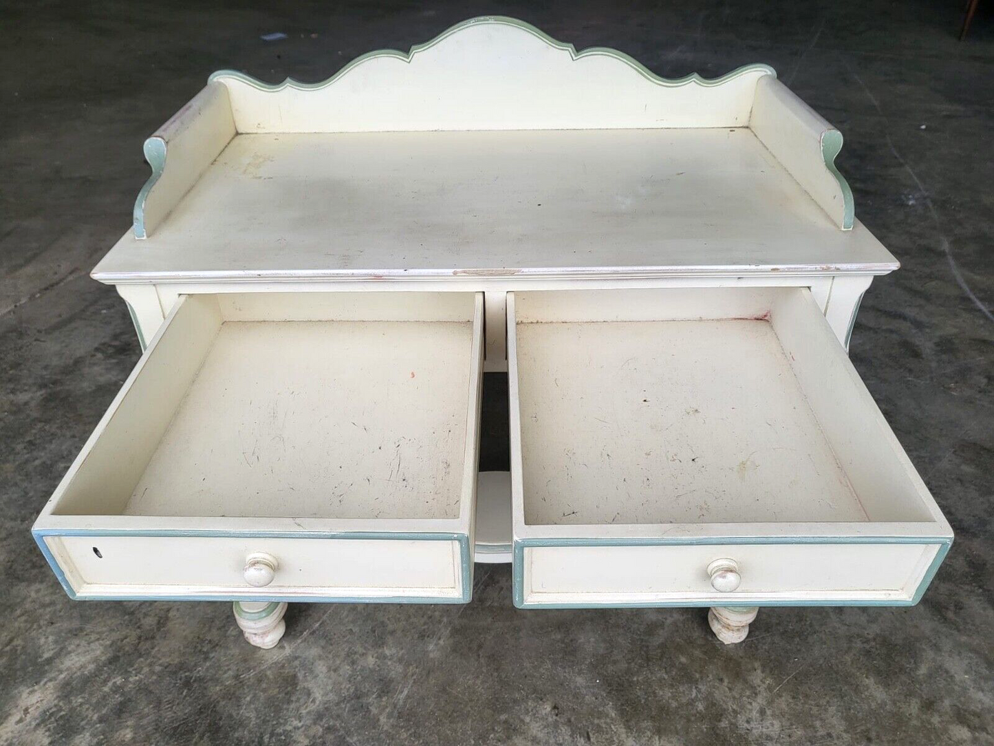 Antique Repro Painted Washstand Desk Hall Server Dressing Table Drawers Bun Feet