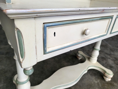 Antique Repro Painted Washstand Desk Hall Server Dressing Table Drawers Bun Feet