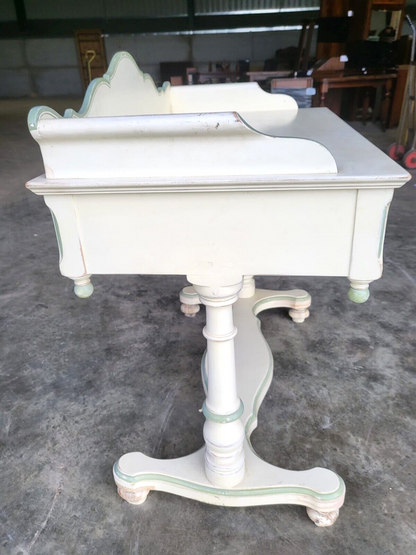 Antique Repro Painted Washstand Desk Hall Server Dressing Table Drawers Bun Feet