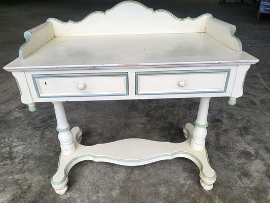 Antique Repro Painted Washstand Desk Hall Server Dressing Table Drawers Bun Feet