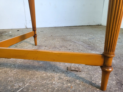 Antique Repro Reprodux Yew Walnut Coffee Table Reeded Tapered Legs Peg Feet