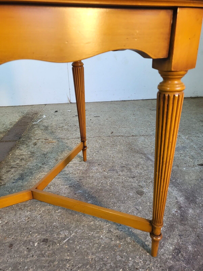 Antique Repro Reprodux Yew Walnut Coffee Table Reeded Tapered Legs Peg Feet
