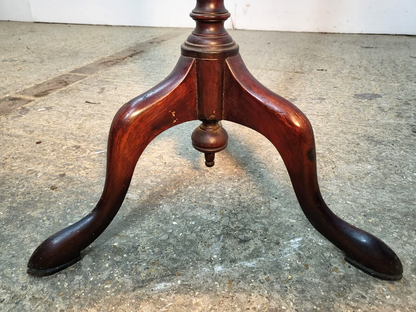 Antique Victorian Mahogany Ladies Round Pole Stand Fire Stand Needlework Woman
