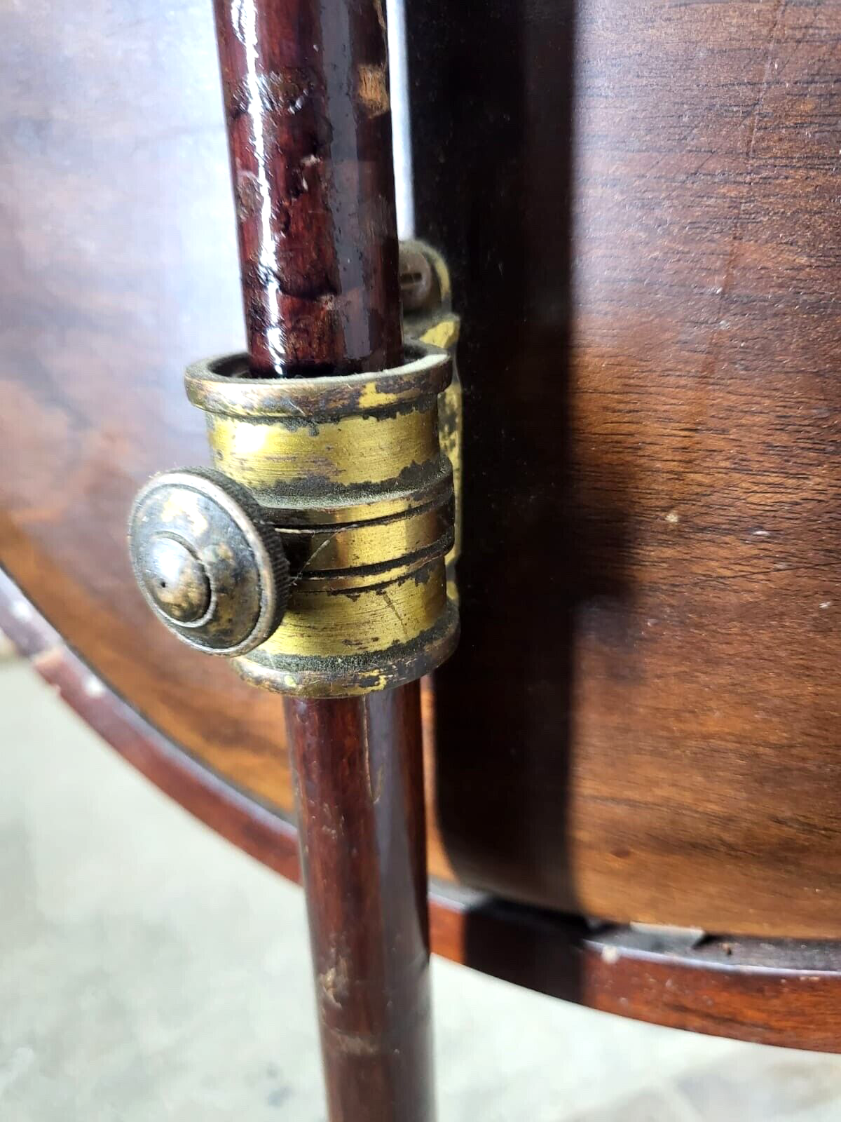 Antique Victorian Mahogany Ladies Round Pole Stand Fire Stand Needlework Woman