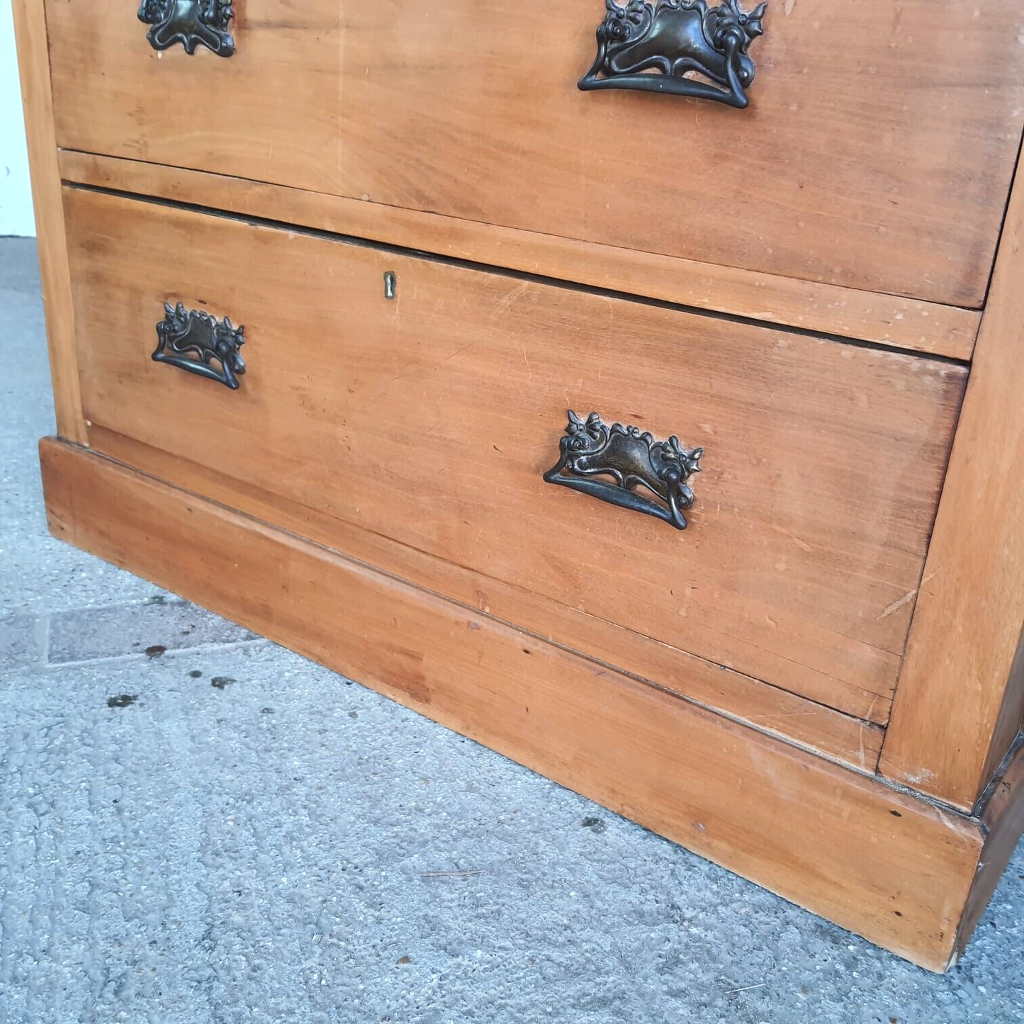Antique Walnut Art Nouveau Dressing Drawers Mirror Dressing Table Bedroom