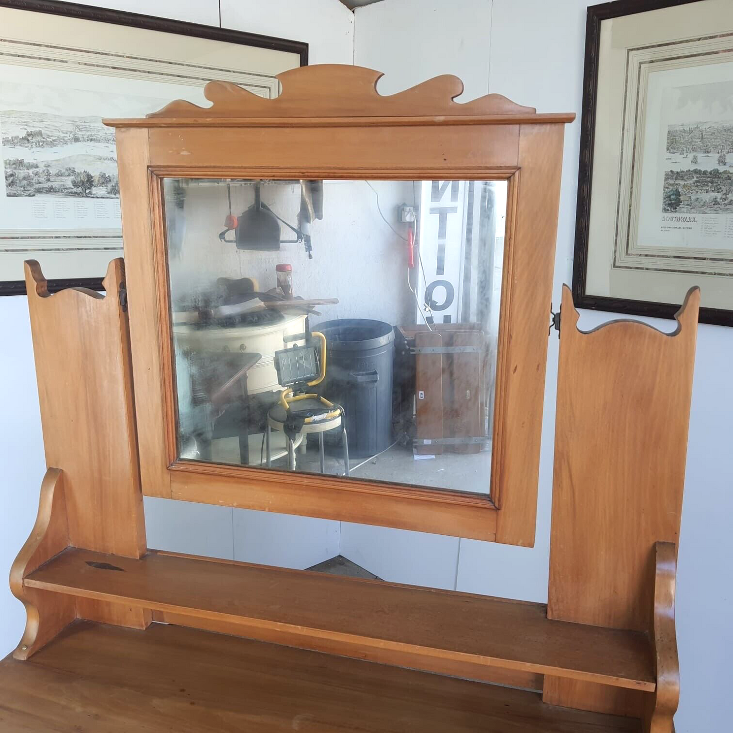 Antique Walnut Art Nouveau Dressing Drawers Mirror Dressing Table Bedroom