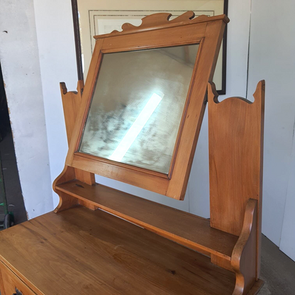 Antique Walnut Art Nouveau Dressing Drawers Mirror Dressing Table Bedroom