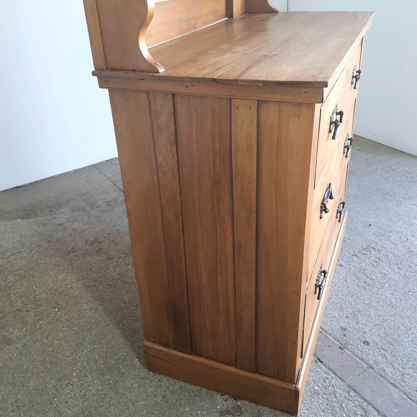 Antique Walnut Art Nouveau Dressing Drawers Mirror Dressing Table Bedroom