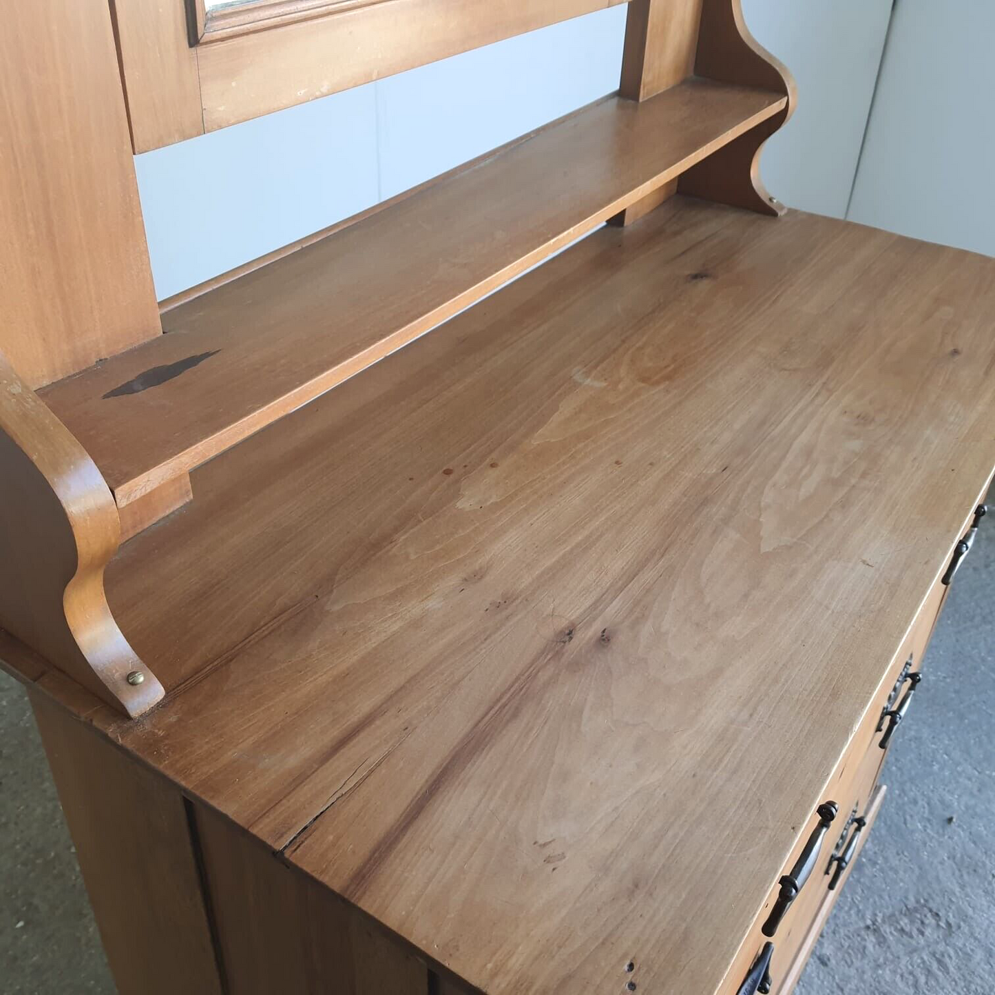 Antique Walnut Art Nouveau Dressing Drawers Mirror Dressing Table Bedroom