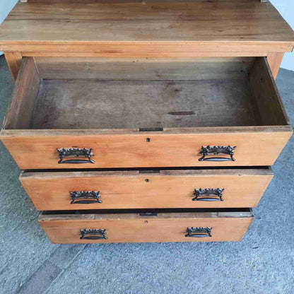 Antique Walnut Art Nouveau Dressing Drawers Mirror Dressing Table Bedroom