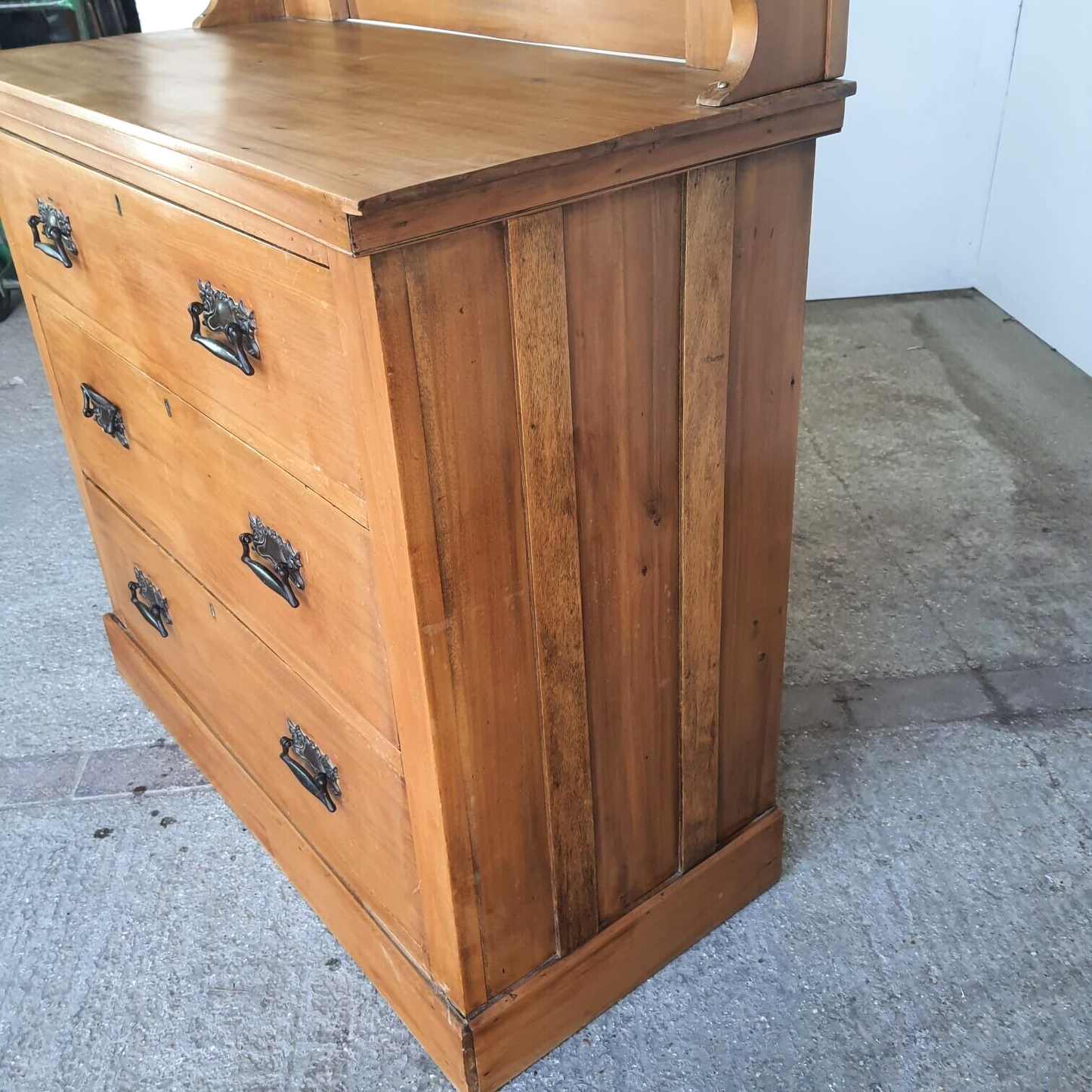 Antique Walnut Art Nouveau Dressing Drawers Mirror Dressing Table Bedroom