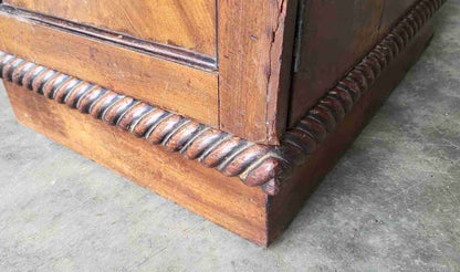 Antique William IV Mahogany Bow Break Front Carved Sideboard Wine Rack Drawers