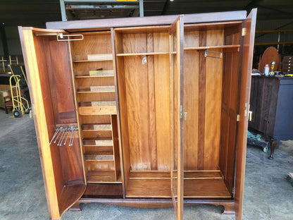 Antique breakdown triple wardrobe compactum drawers shelves