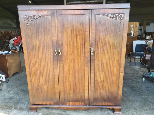 Antique breakdown triple wardrobe compactum drawers shelves