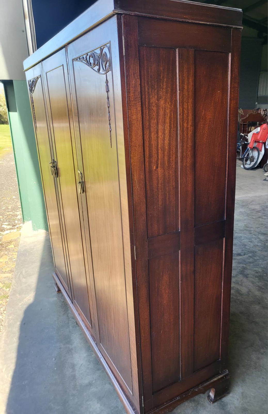 Antique breakdown triple wardrobe compactum drawers shelves