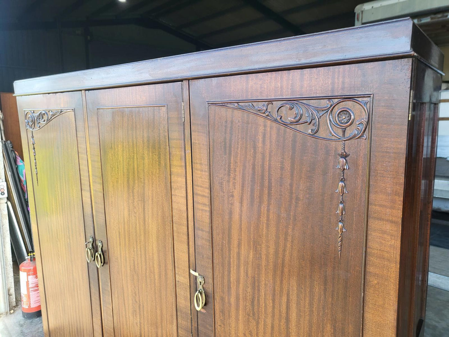 Antique breakdown triple wardrobe compactum drawers shelves