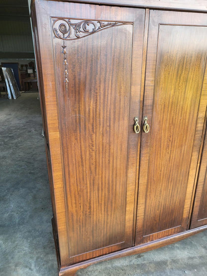 Antique breakdown triple wardrobe compactum drawers shelves