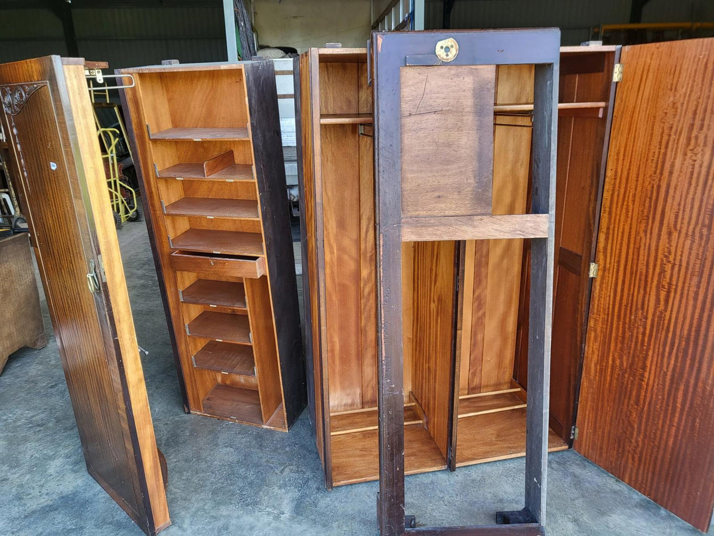 Antique breakdown triple wardrobe compactum drawers shelves