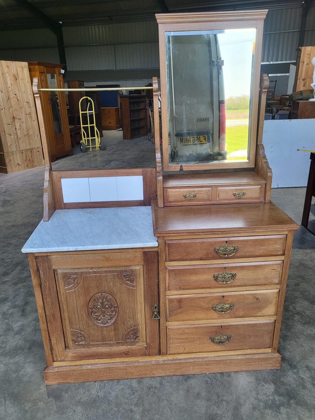 Antique dressing table wash stand drawers mirror