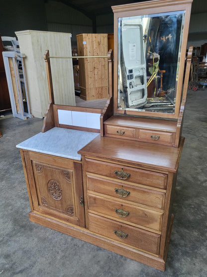 Antique dressing table wash stand drawers mirror