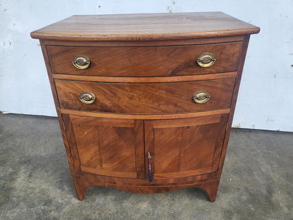 Antique Edwardian small bow front cabinet drawers splayed legs