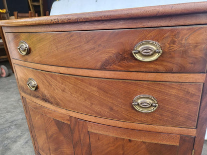 Antique Edwardian small bow front cabinet drawers splayed legs