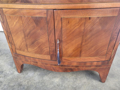 Antique Edwardian small bow front cabinet drawers splayed legs