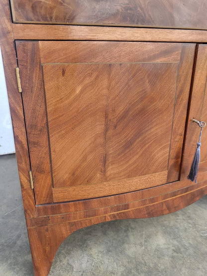 Antique Edwardian small bow front cabinet drawers splayed legs