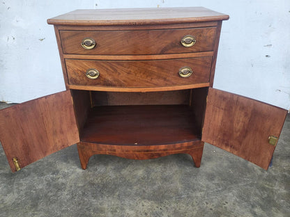 Antique Edwardian small bow front cabinet drawers splayed legs