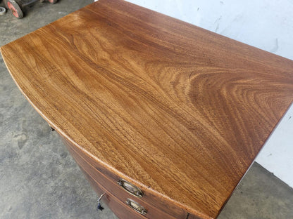Antique Edwardian small bow front cabinet drawers splayed legs