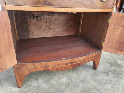 Antique Edwardian small bow front cabinet drawers splayed legs
