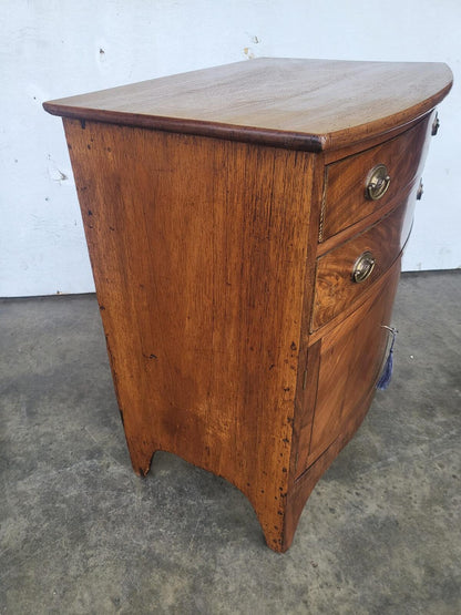Antique Edwardian small bow front cabinet drawers splayed legs