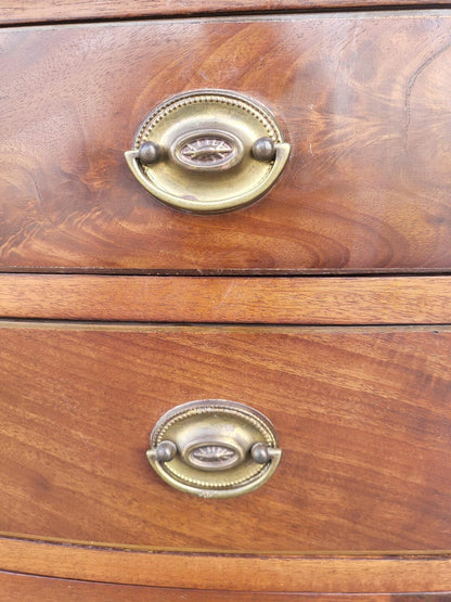 Antique Edwardian small bow front cabinet drawers splayed legs