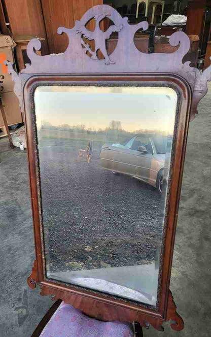 Antique Georgian mahogany 18thC Chippendale Style Wall Mirror bird motif