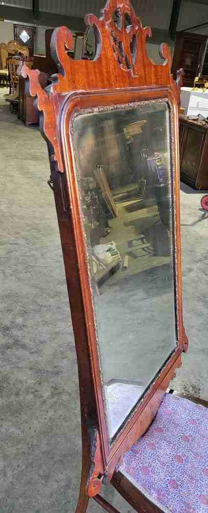 Antique Georgian mahogany 18thC Chippendale Style Wall Mirror bird motif
