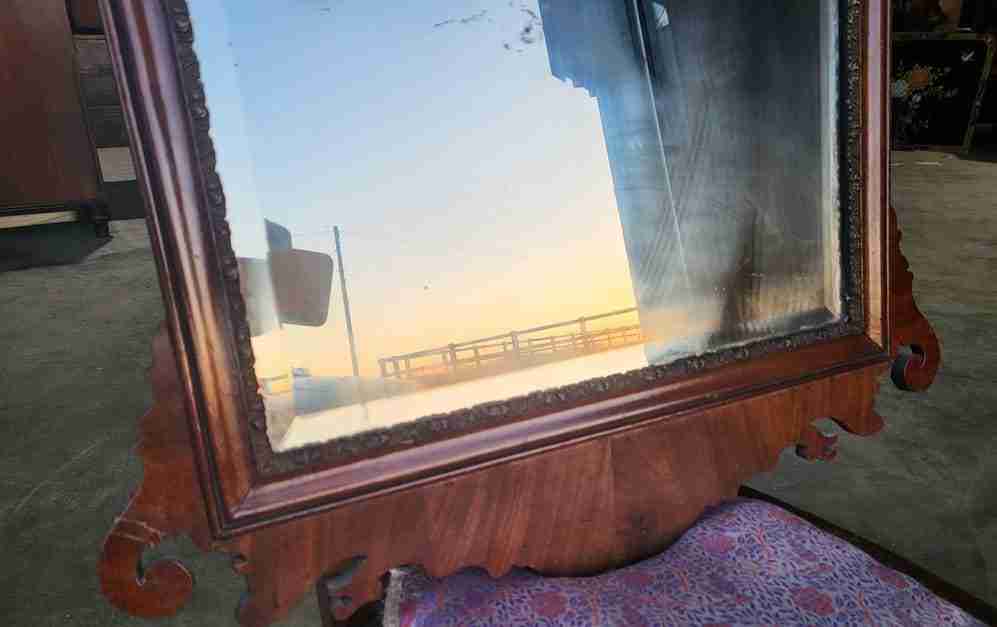 Antique Georgian mahogany 18thC Chippendale Style Wall Mirror bird motif