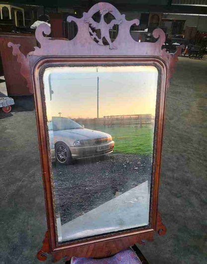 Antique Georgian mahogany 18thC Chippendale Style Wall Mirror bird motif