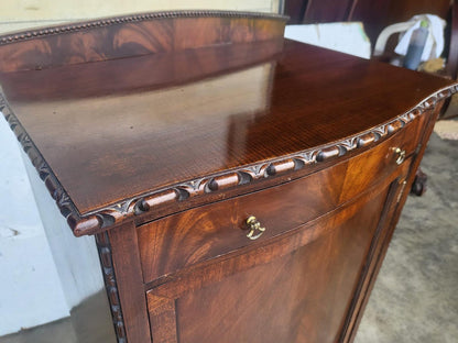 Antique mahogany tall bow front cabinet drawer legs