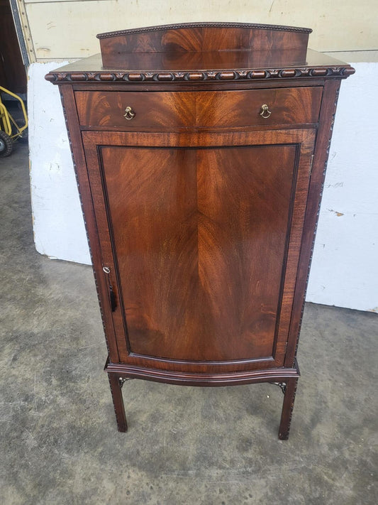 Antique mahogany tall bow front cabinet drawer legs
