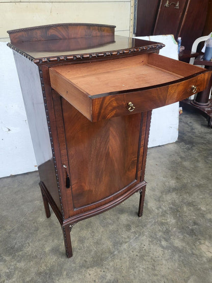 Antique mahogany tall bow front cabinet drawer legs