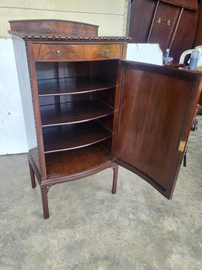 Antique mahogany tall bow front cabinet drawer legs