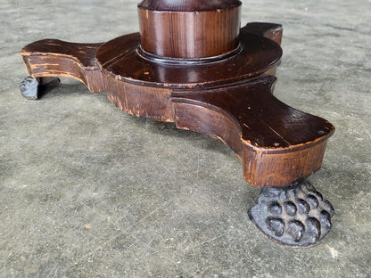 Antique oak round side end drum lamp table drawers
