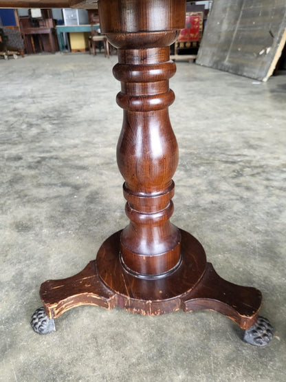 Antique oak round side end drum lamp table drawers