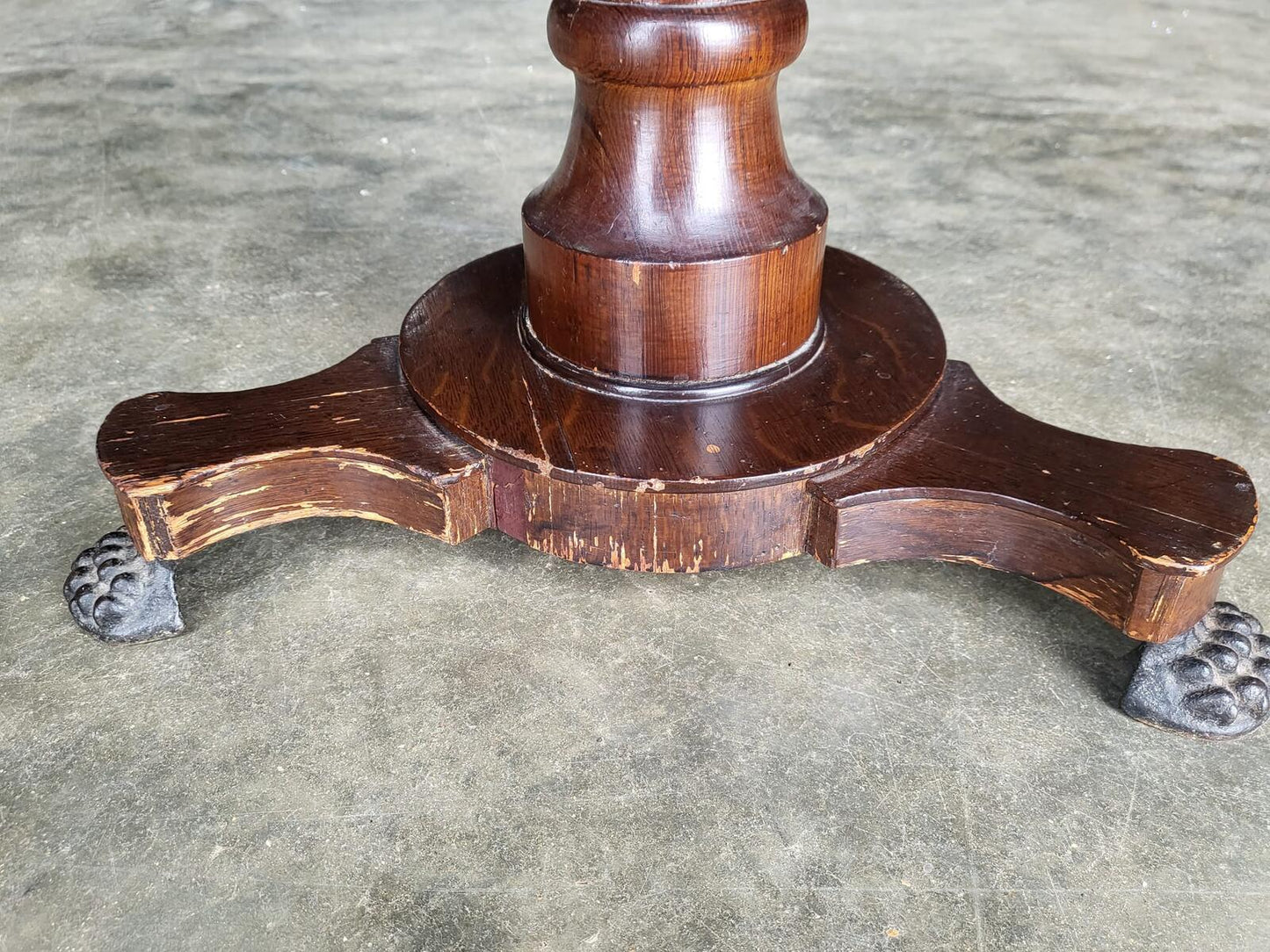 Antique oak round side end drum lamp table drawers