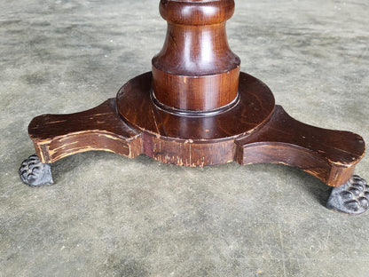 Antique oak round side end drum lamp table drawers